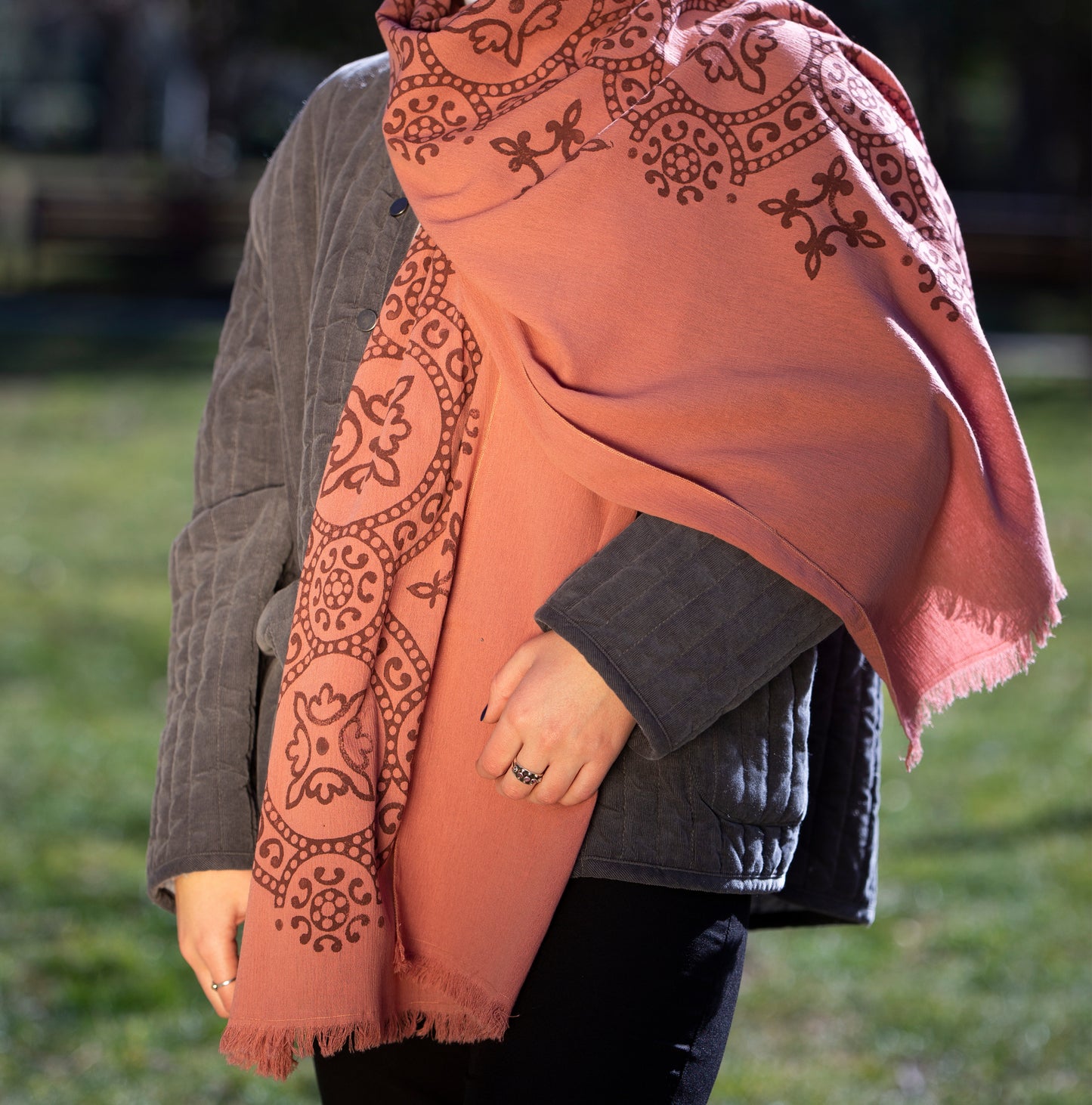 block printed summer scarf - large scarf made with finest cotton