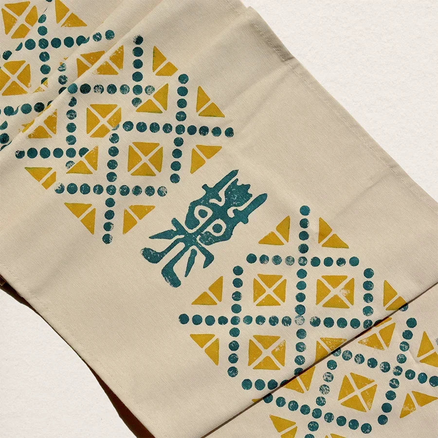 block print table runner - Moonguard
