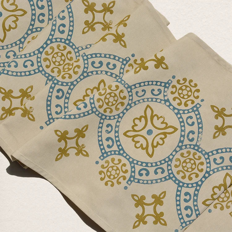 blue colored table runner