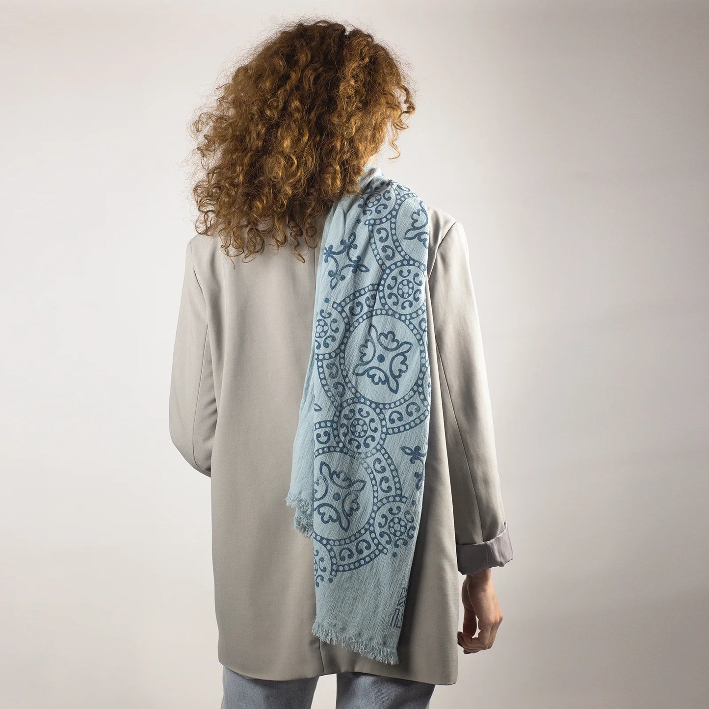 blue scarf with beautiful ornaments