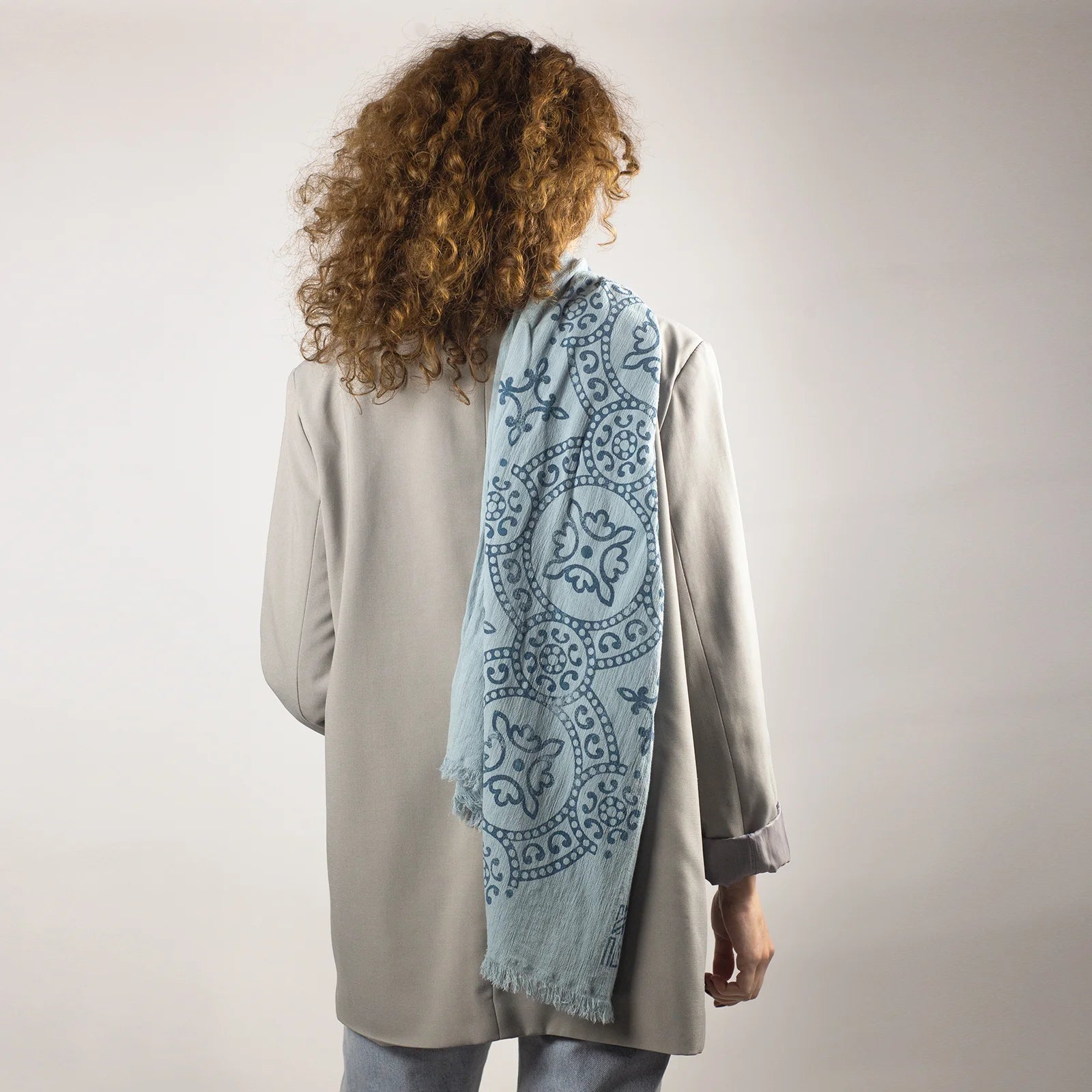 blue scarf with beautiful ornaments