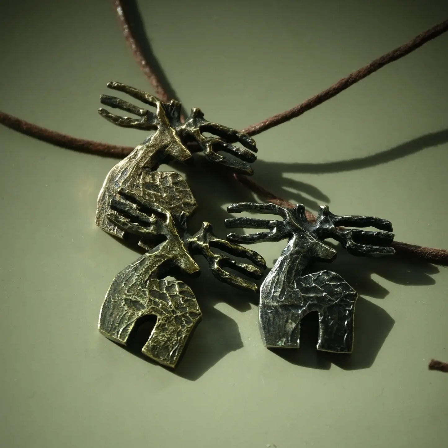 handmadebdeer necklaces in bonze, melchior and brass