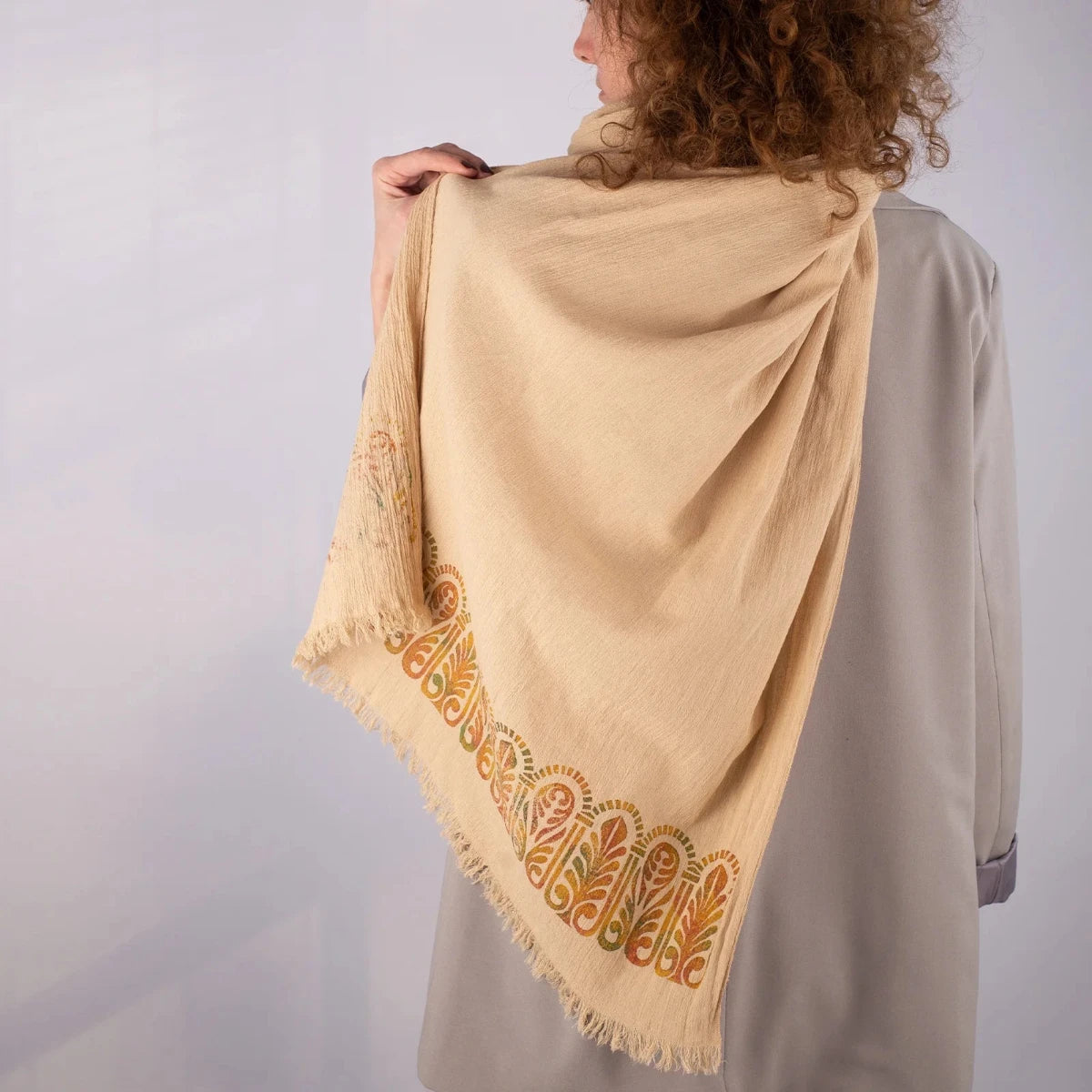 100% cotton scarf with beautiful ornaments
