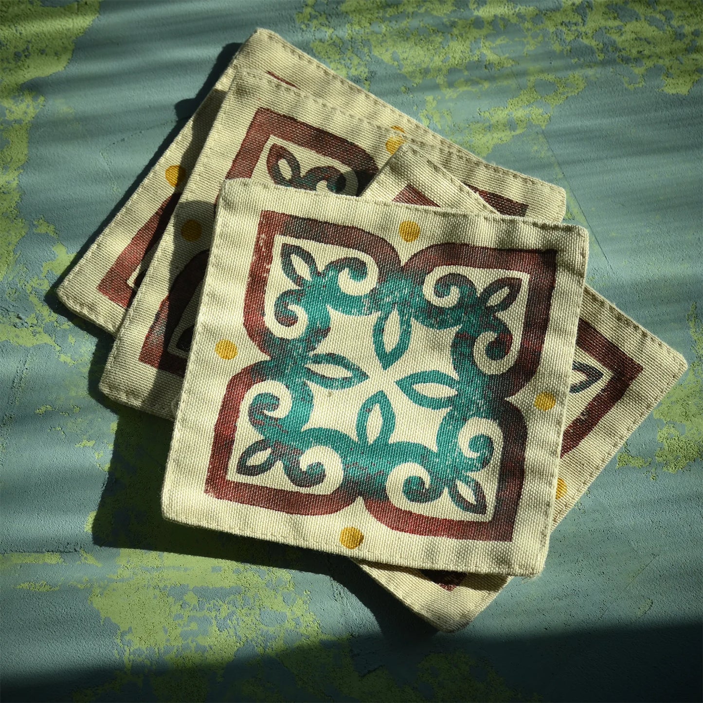 cotton drink coasters  set of 4