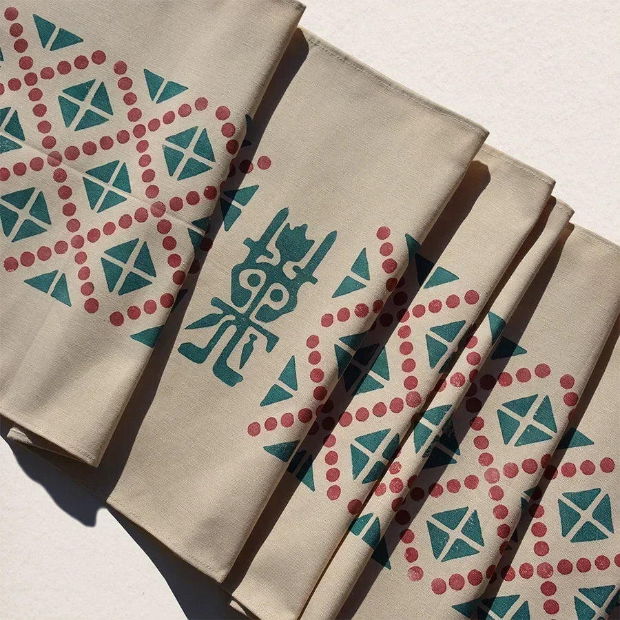 contemporary table runner with Moonguard symbol