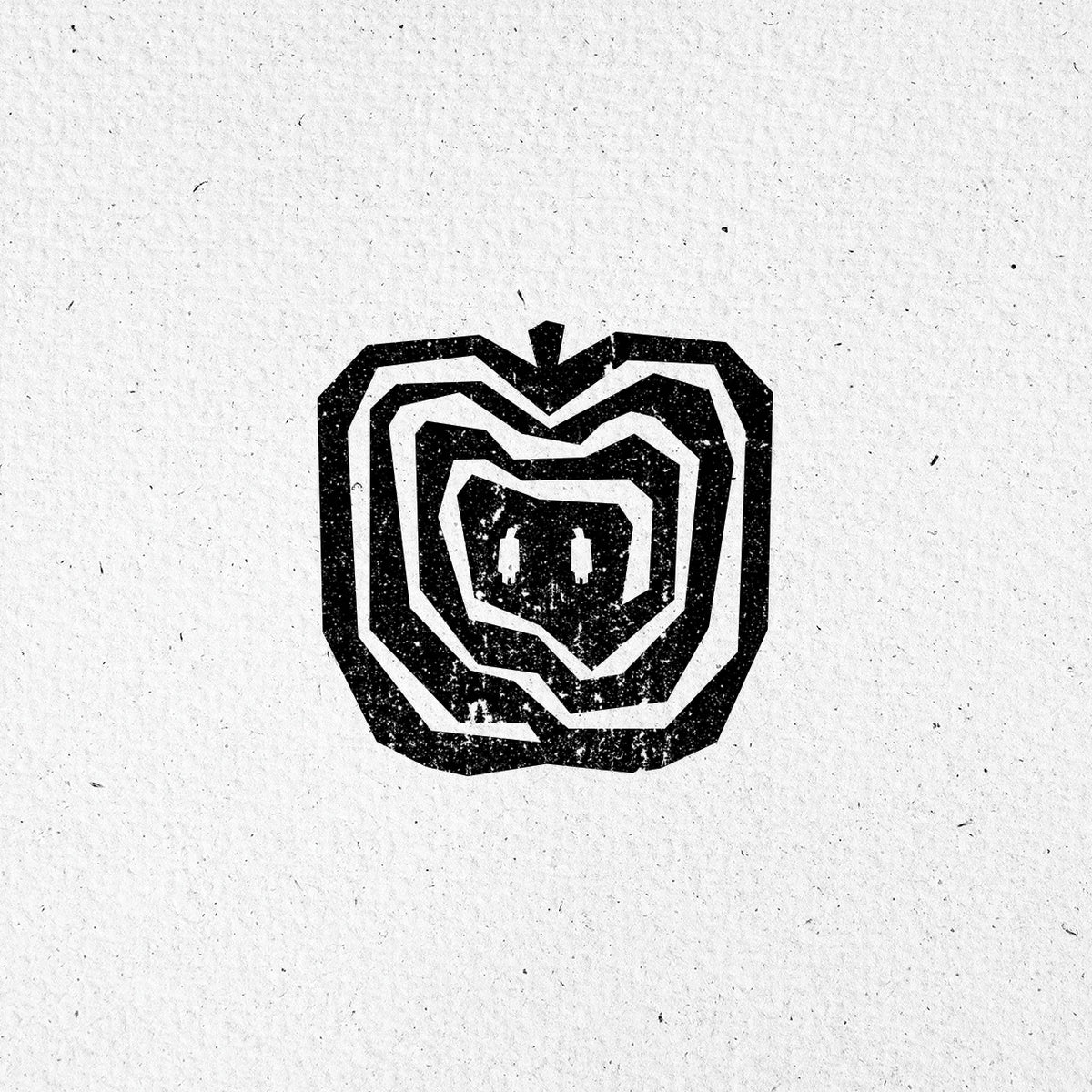 The Apple stamp -  folk illustration of "Soulmates"