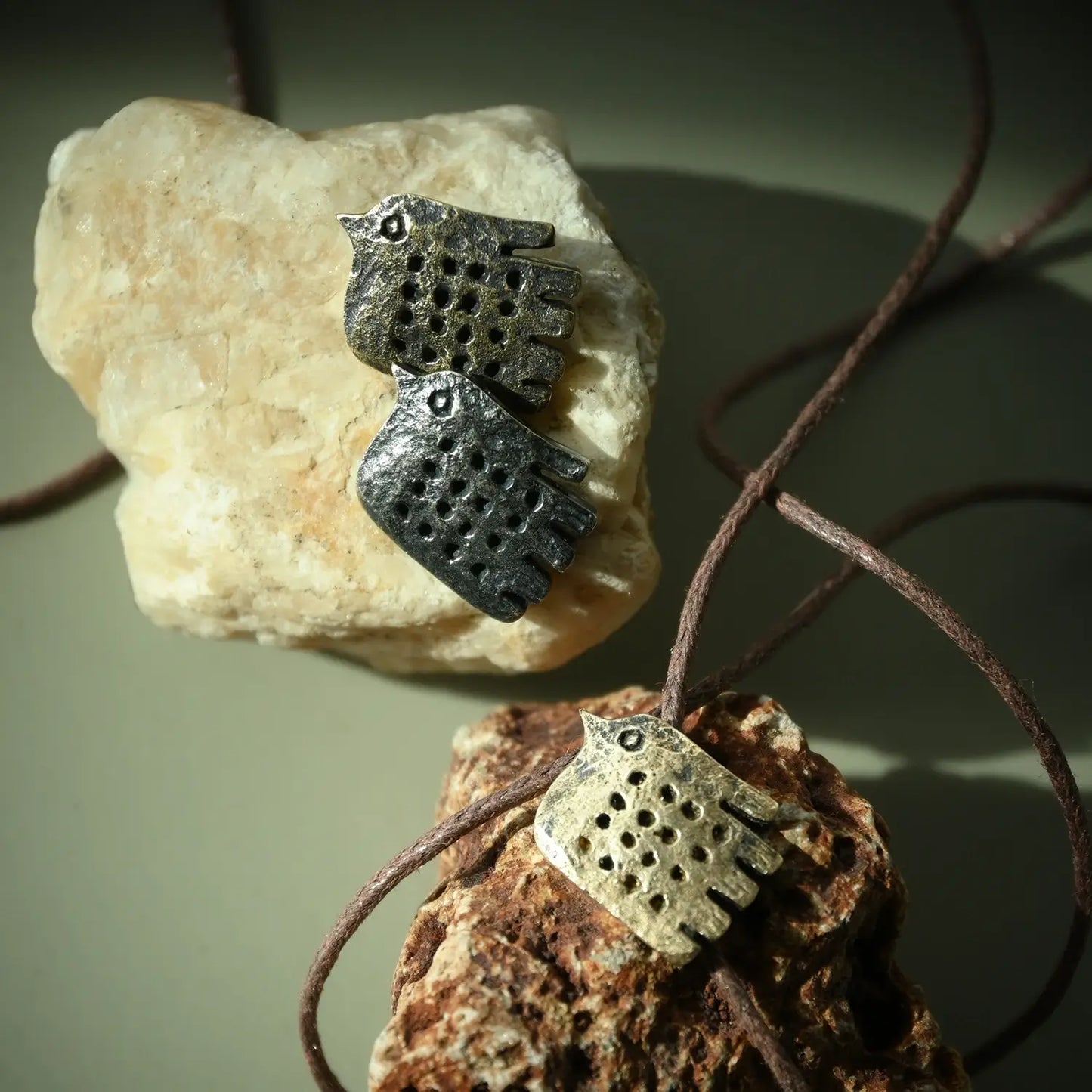 Handmade boho necklace - bird necklace made of brass