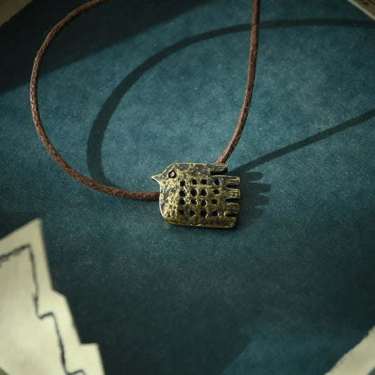 Handmade boho necklace - bird necklace made of brass