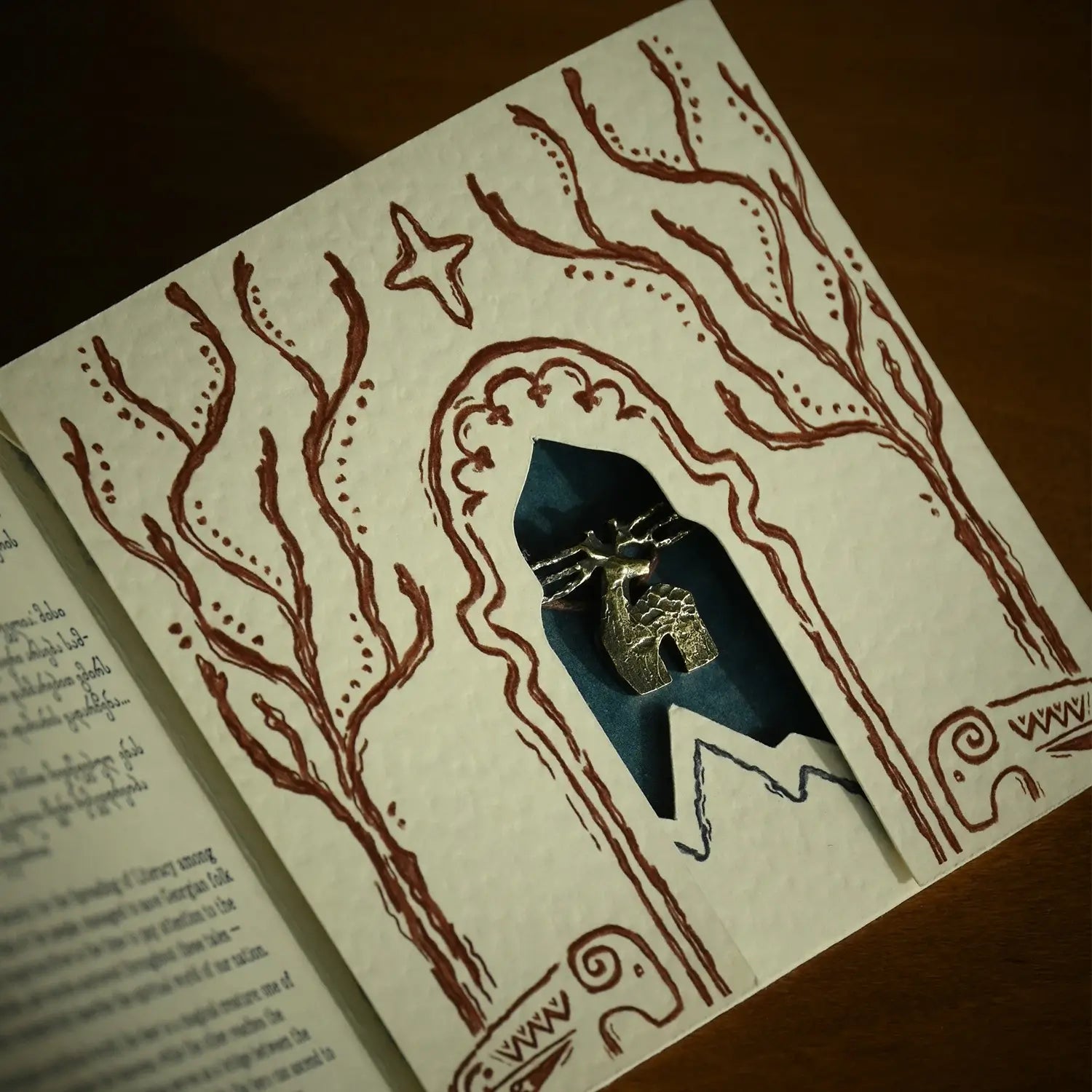 Brass deer necklace in gift-ready packaging, perfect meaningful present
