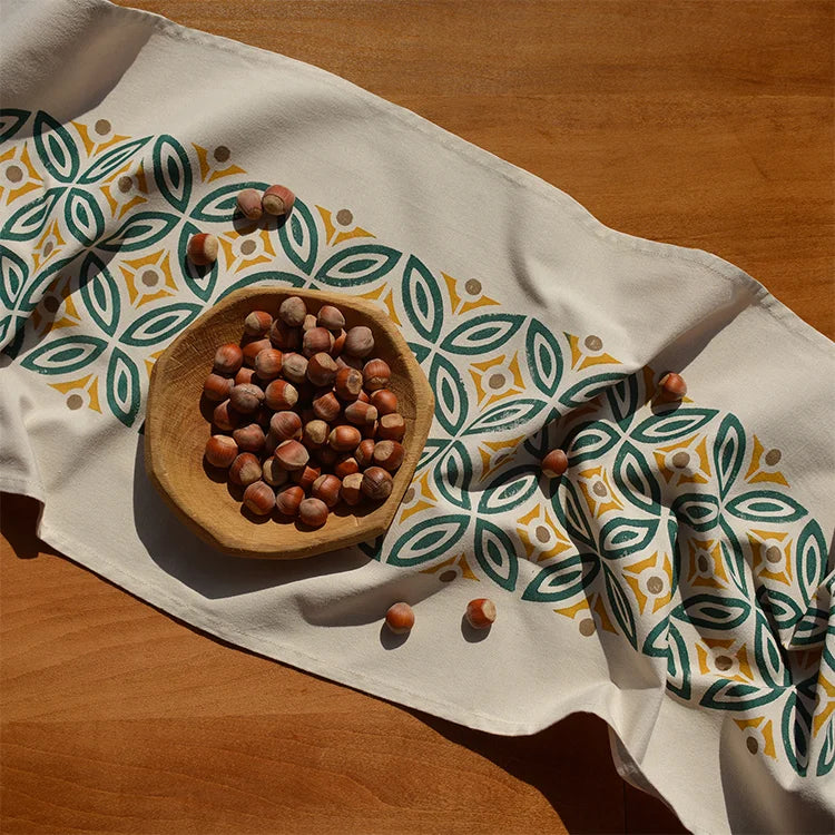 colorful table runner with Bolnisi ornaments From Georgia