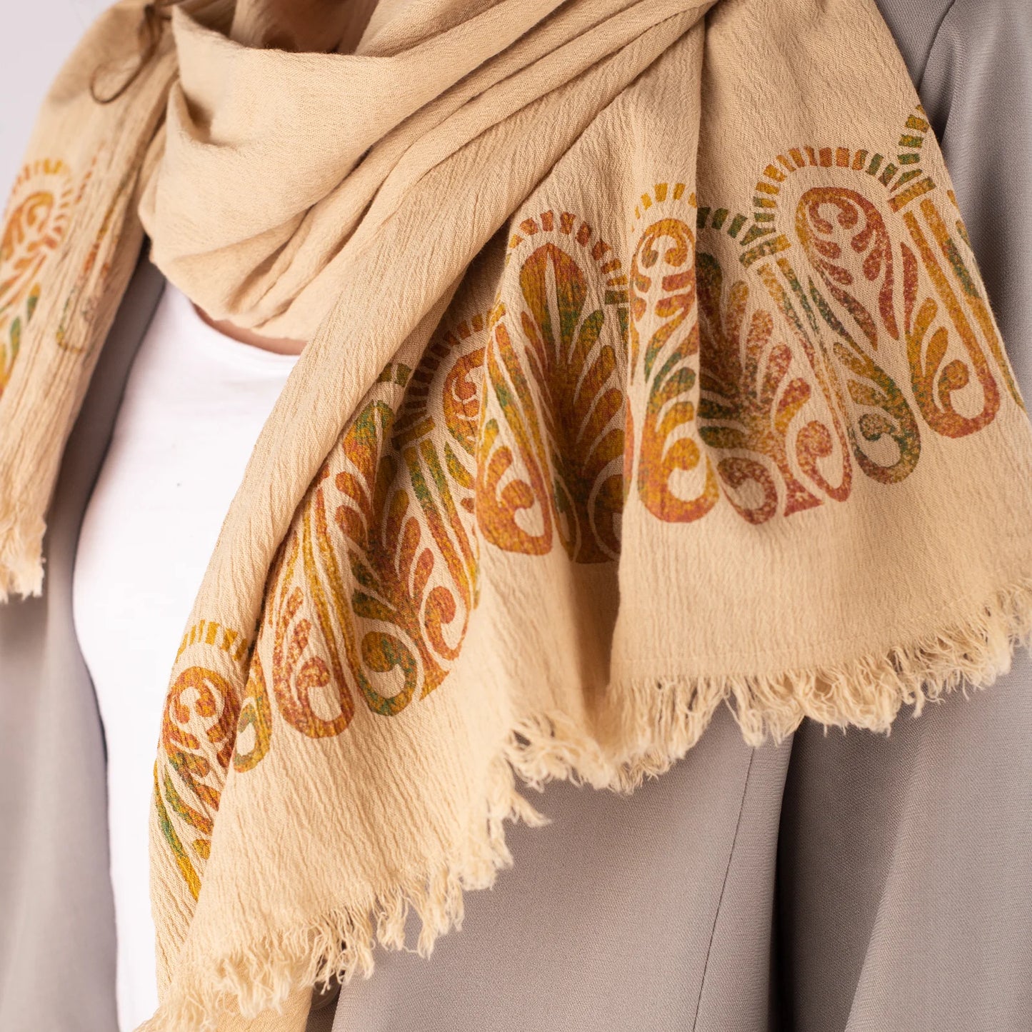 cotton scarves for women with Leaves of Krikhi