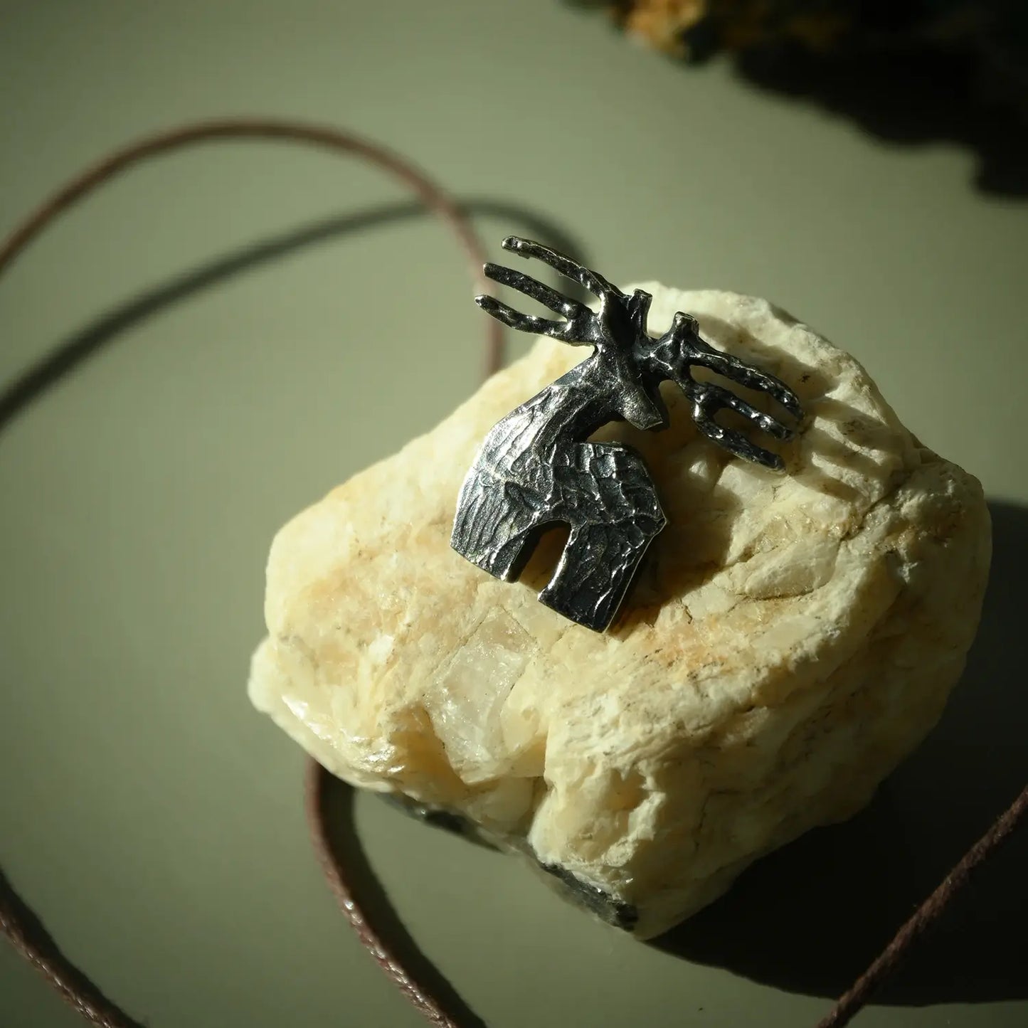 cord necklace shape of deer handmade