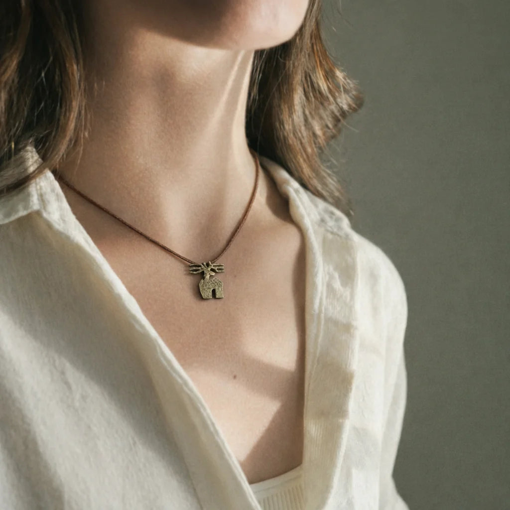 women's deer necklace with bronze material