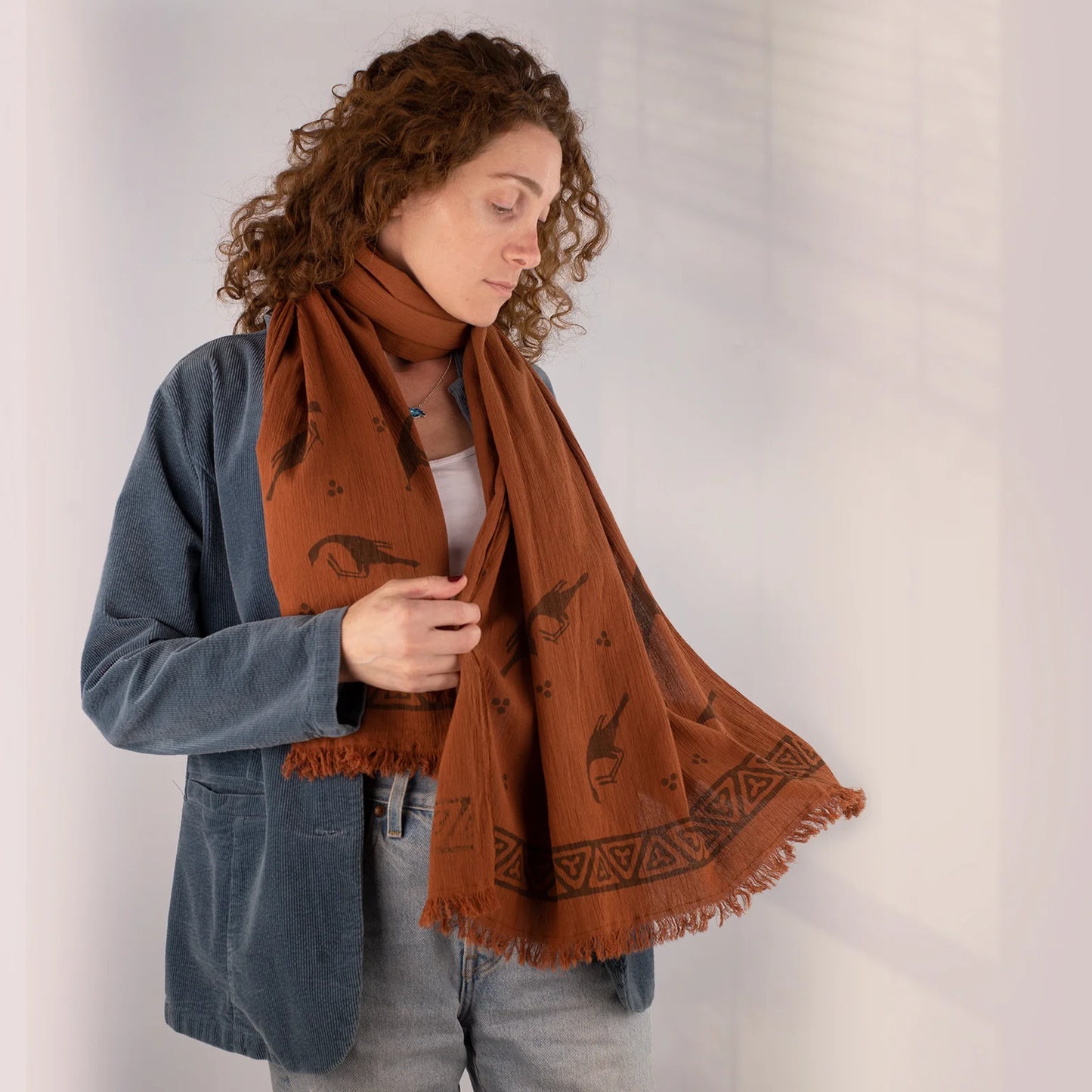 lightweight scarf with beautiful ornaments unisex