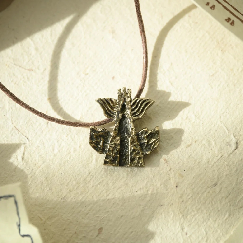 Handmade brass necklace for women with Georgian folklore design
