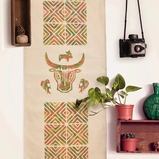 vintage tapestry with taurus symbol