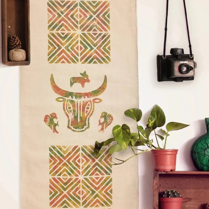 vintage tapestry with taurus symbol