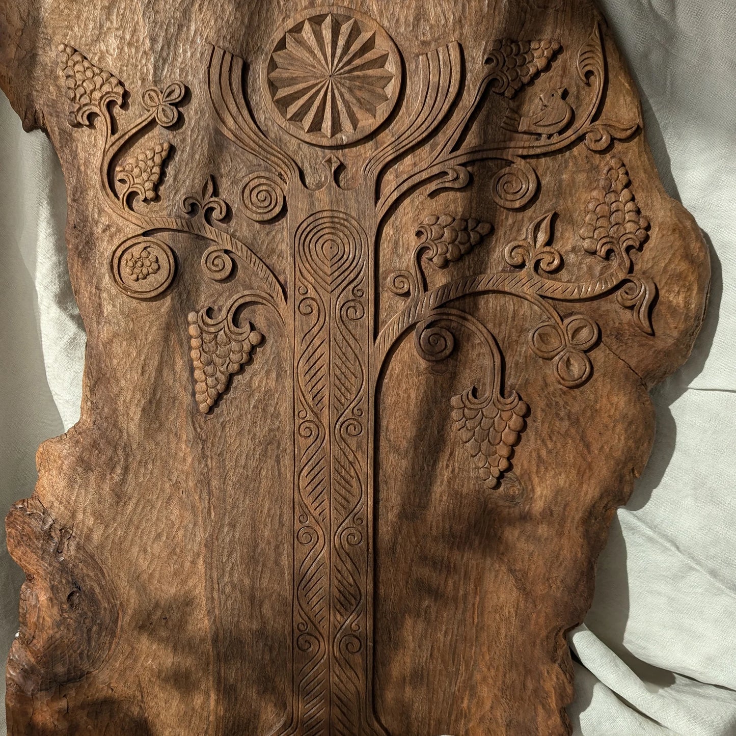 wooden wall decor hand carved with unique design